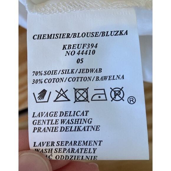 Jacqueline Riu Lace Detail 100% Silk Blouse Size 5 Women’s Ivory - Picture 4 of 8